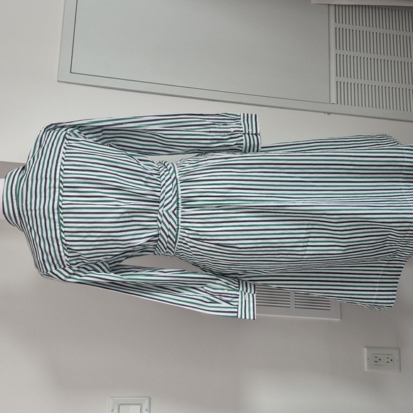 J. Crew Multicolour Striped Button Down Belted Tie Waist Midi Shirtdress Size 6 - Picture 5 of 10